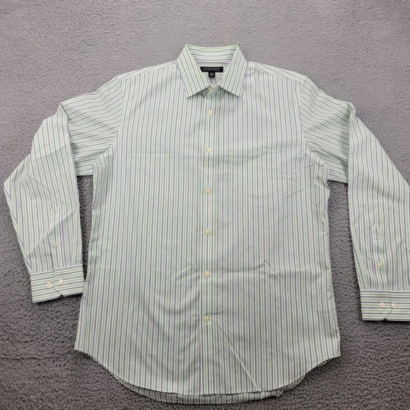 Banana Republic Shirt Mens 15- 15 1/2 Green‎ Striped Classic Fit Button Up - Picture 1 of 13